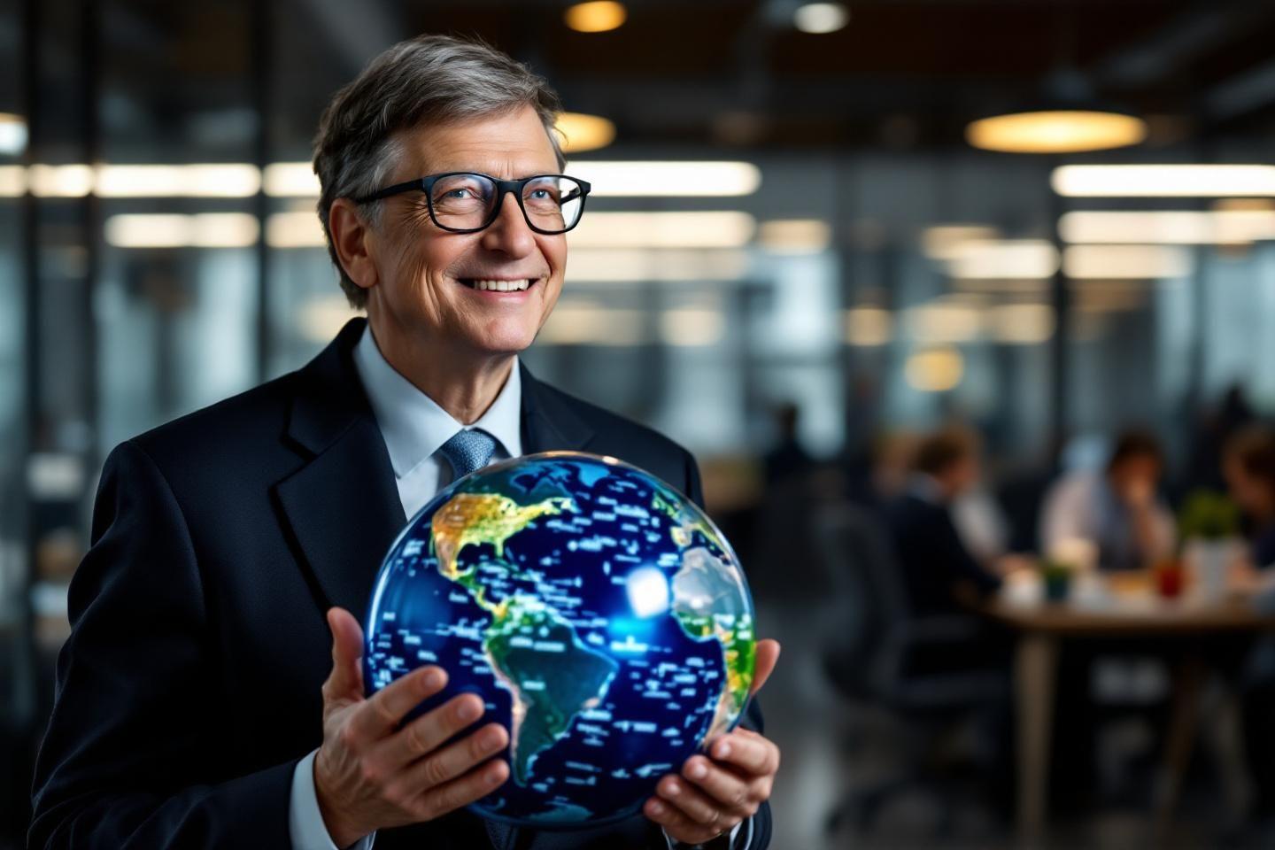 Homme d'affaires souriant tenant un globe illuminé