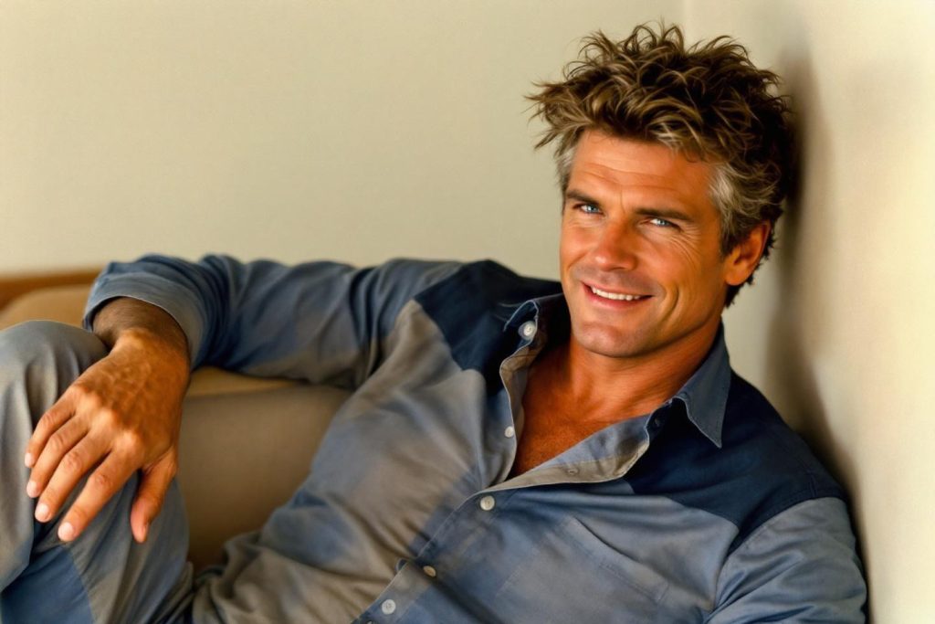 Portrait décontracté d'un homme aux cheveux bouclés souriant