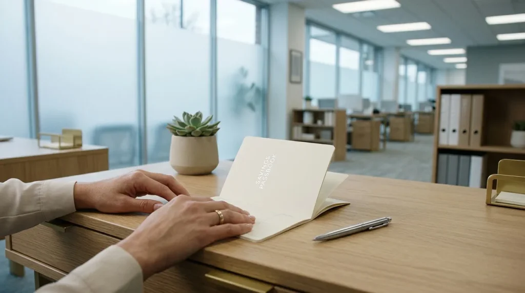 Personne écrivant sur bloc-notes dans bureau contemporain lumineux
